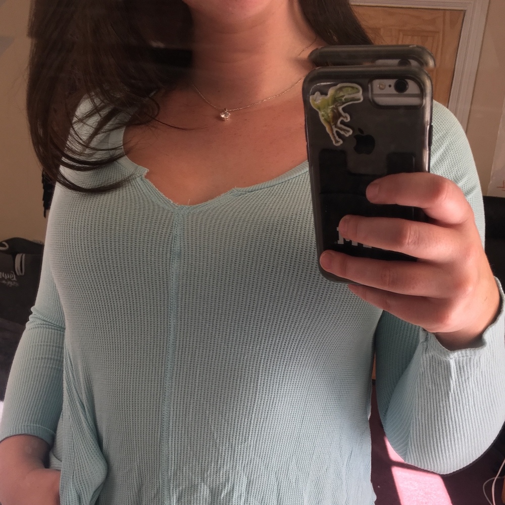 Aqua waffle knit long sleeve